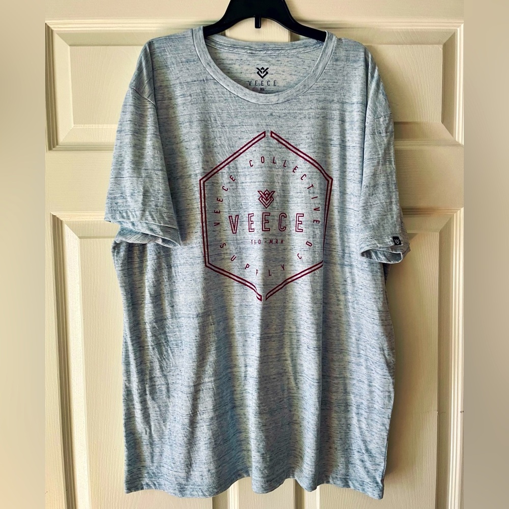 Veece Buckle Graphic Tee Light Heather Blue-White Mens XL